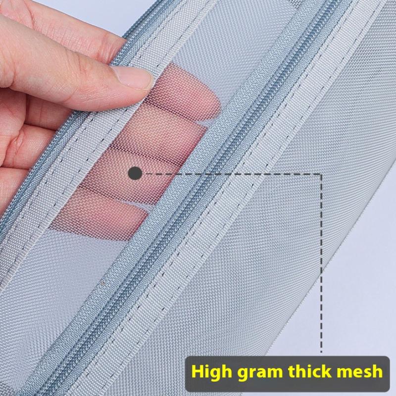 Grid Mesh Pencil Case Large Capacity Stationery Organizer Clear Translucent Cosmetic Bag Storage Bag