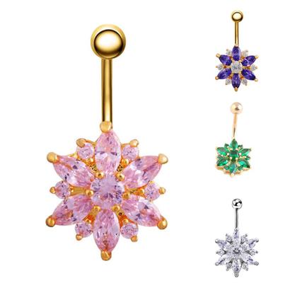 Frauen Elegent Sexy Blume Bauchnabel Nabel Ring Körper Piercing