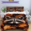 3pcs Raccoon, Autumn Leaves Duvet Cover Set - Machine Washable, Includes 1 Cover and 2 Pillowcases, No Core Included yy251013096