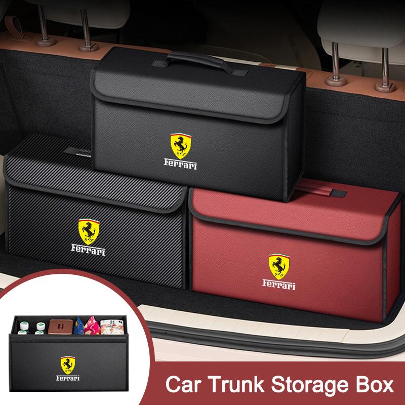 Large Car Trunk Organizer Bin Leather Storage Box Toolbox For Ferrari F430 Stradale Roma 488 Spider SF90 LaFerrari Portofino KL4