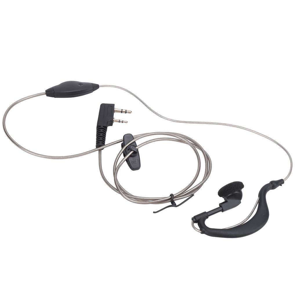 2 Way Radio Headset 2Pin Flexible Black Cable Headset with PTT Button G Shape for Kenwood KPG TH TK