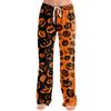 Women Drawstring Waist Halloween Print Long Pants Relaxed Fit Casual Trousers for Seasonal Festive Wear