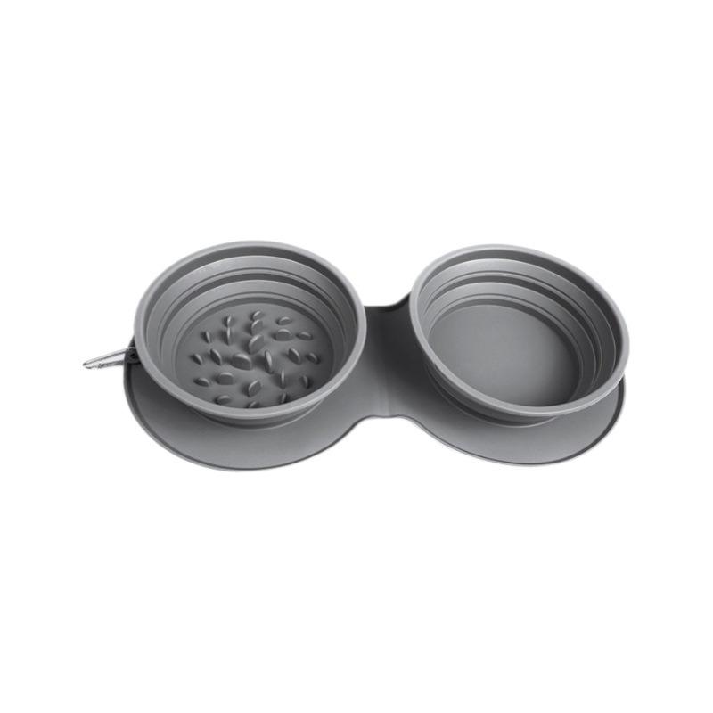 1pcs Silicone Collapsible Pet Bowl Double Layer Non-Slip Dog Cat Food Dish for Travel Hiking Pet Cat Bowl Foldable