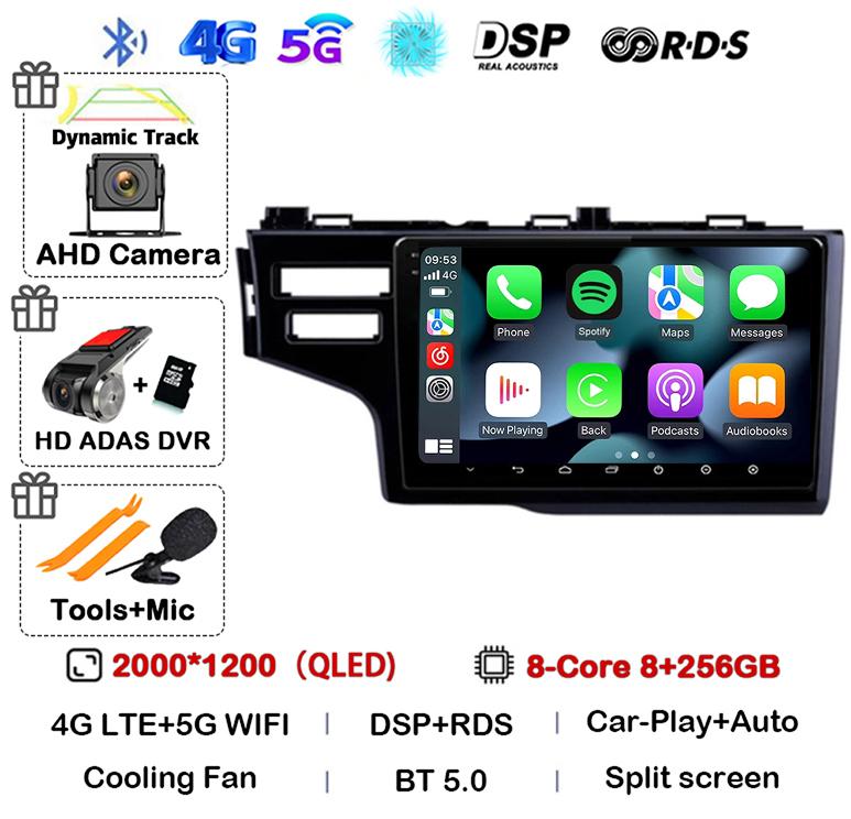 Android 14 Carplay Auto For Honda Jazz 3 2015-2020 Fit 3 GP GK 2013-2020 LHD Car Radio Multimedia Player Stereo GPS Head Unit 4G