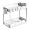 Black/White Double-Layer Storage Rack Multifunctional Pull-out Type Kitchen Seasoning Rack Bathroom Toiletries Organization