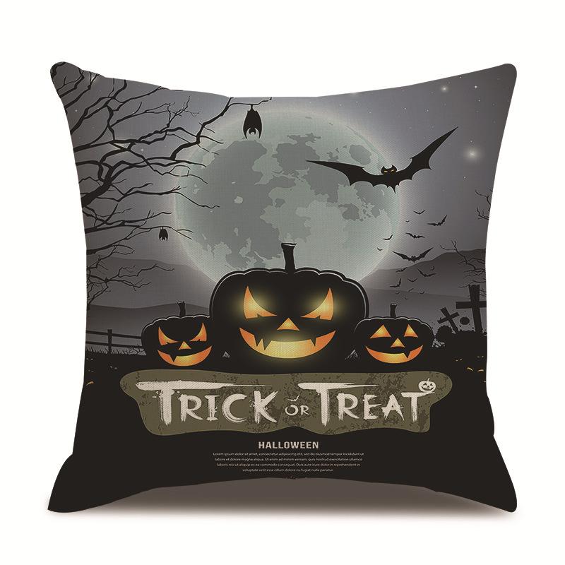 Halloween Linen Pillow Cover Printed Pillow Cover