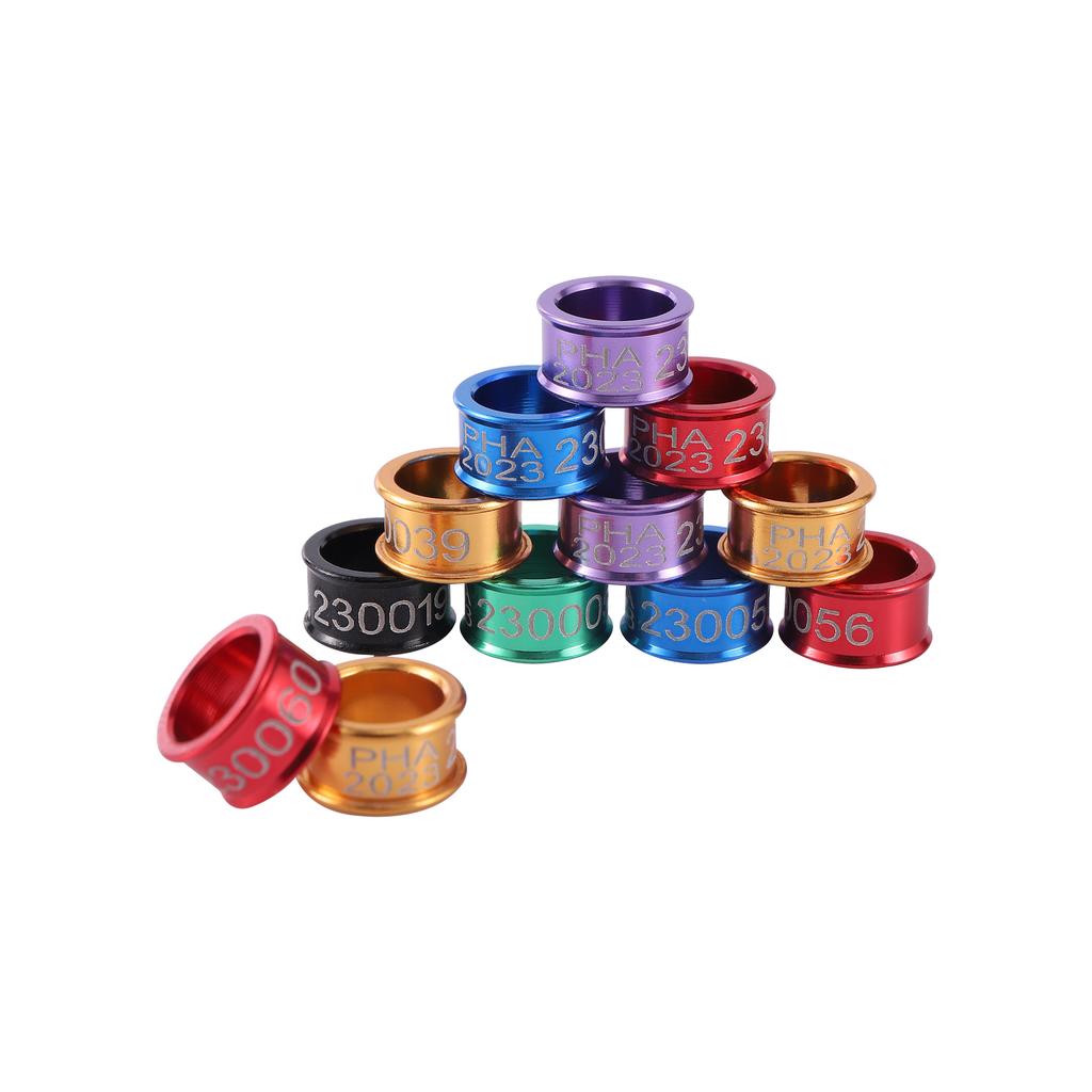 PHA/PHIL 2026 Aluminium Taubenfußring ID 8mm Outdoor Flugtraining Identifikation Vogel Fußring Taubenzubehör 50 Stück