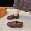 Round Head Fringed Retro Medieval Style Shallow Mouth Leather Shoes One Pedal Lazy British College Single Shoes Leather Shoes Autumn
