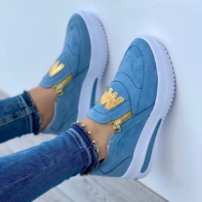 Shoes New Rome Fashion Running Shoe Women Flats Autumn Side Zipper Platform Shoes Women Wedges Sneakers Zapatos De Mujer
