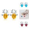 Christmas Reindeer Earrings With Crystal Gemstone For Women Fashion Jewelry