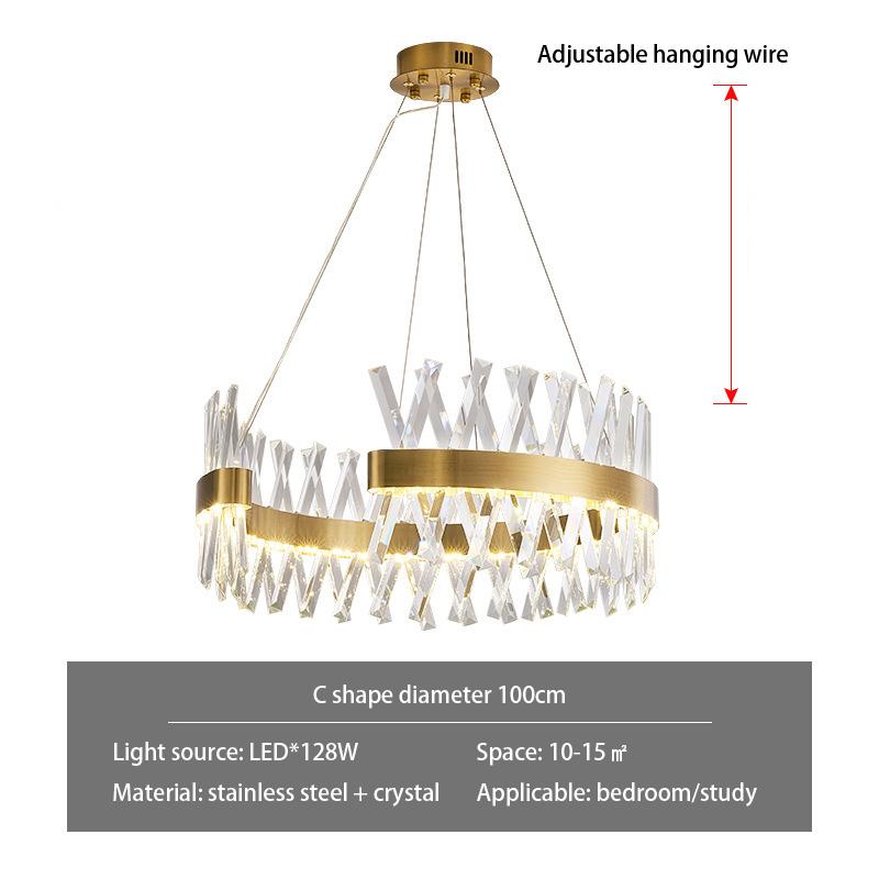 Modern C Shaped Chandelier Round S Shaped Crystal Chandelier for Living Room Dining Room Lamp LED Crystal Pendant Light Lighting