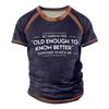 Men's Raglan T-shirt Retro Short Sleeve Round Neck Letter Printing Tops