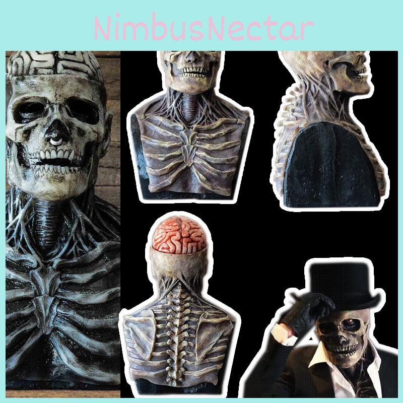 Gespenstische Skelett Biochemische Maske für Halloween-Kostüme Ganzgesicht Silikon Outfit mit Hut