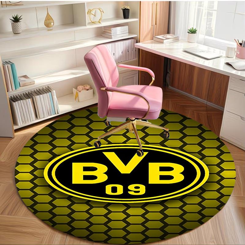 Borussia Dortmund Print Round Rug, Washable Floor Carpet, For Entryway Dorm Laundry Room Office Study, Home Decor Birthday Christmas Gift