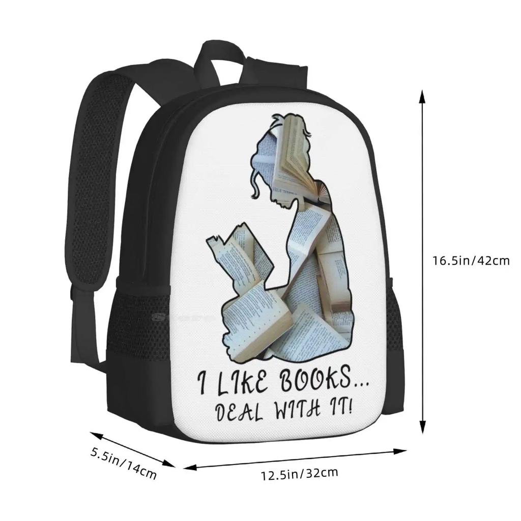 I Like Books... Deal With It! Hot Sale Backpack Fashion Bags Nerd Reading Fandoms The Mortal Instruments The Infernal Devices