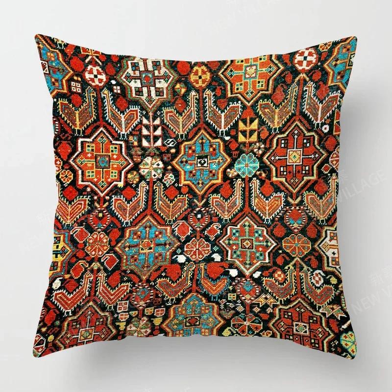 Home Decor Colorful Ethnic Pattern Digital Print Pillow Covers Pattern Cushion Cover Suitable for Sofa Bedroom Car Pillow Cover