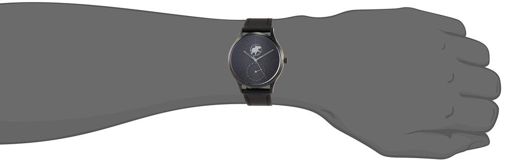 Batue Classic Batue Cross Leather Strap 40mm Quartz Batue Origin HW504BKBK Black [Hunting World] & Men's