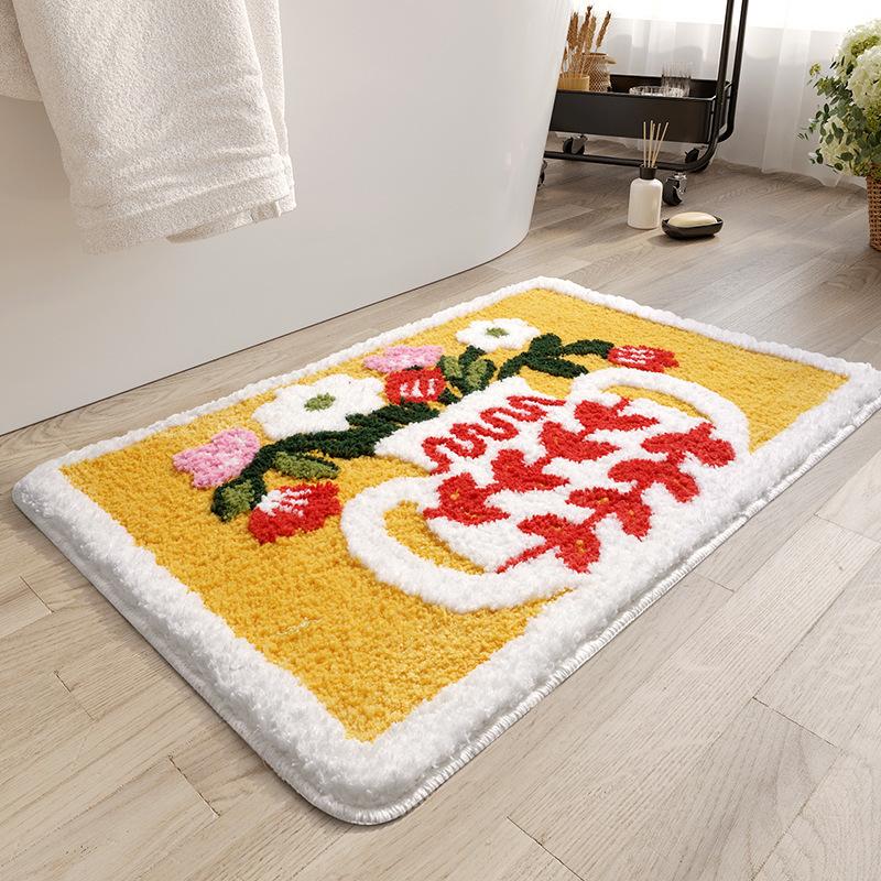 Flower Bathroom Mats Entrance Door Mats Household Floor Mats Dirt Resistant and Wear-resistant Mats