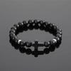 Natural Tiger Eye Quartz Turquoise Volcanic Stone Elastic Beaded Bracelets for Men Women Personality Cross Bracelet Jewelry Gift