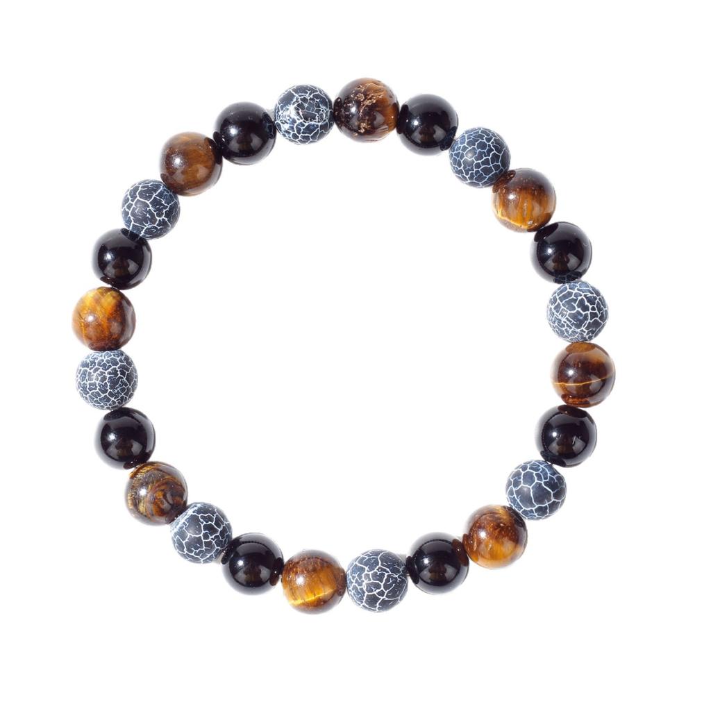 Festive Gifts Tiger Eye Black Onyx Blue Cracked Stone Beaded Bracelet Minimalist Fashion Jewelry For Men Women Daily Wear Gift