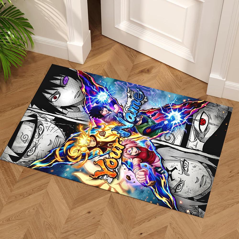 Naruto Character Customizable Name Floor Mat Design for Outdoor Bedrooms Study room Kitchen Anti-slip Rug Anime Office Decor Wedding Party Gift