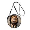 Lion Print Round Shoulder Bag Casual Messenger Bag for Woman Best Gifts 2D Flat Casual Daily Crossbody Bag
