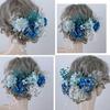 Hair Ornament for and and Gold Coming-of-Age Ceremonies, Graduations, Weddings Hydrangea, Baby's Breath, Pearl, Mizuhiki, Blue, White, Silver,
