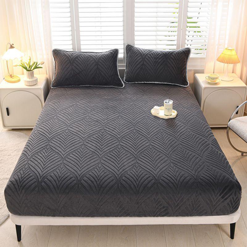 Warm Fleece Elastic Fitted Bed Sheet Thermal Winter Sheets Mattress Topper Protector Cover for Single Couple Double Bedsheet