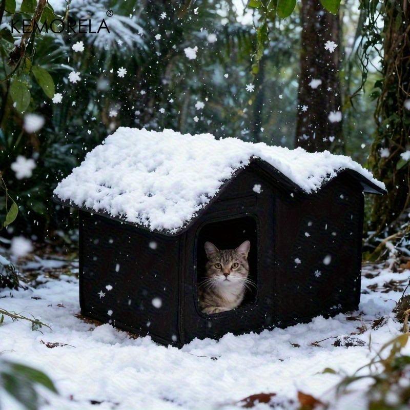 

KEMORELA Зимнее уличное теплое укрытие для кошек с полкой, прочная конструкция из ткани Оксфорд, ветрозащитный дизайн, для мелких пород и кошек Without Stand чёрный