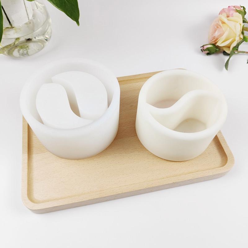 Silicone Planter Mold Taichi Shape for Handmade Flower Pots Pen Holder Molds Resin Crafts Clay Molds DIY Hand Craf