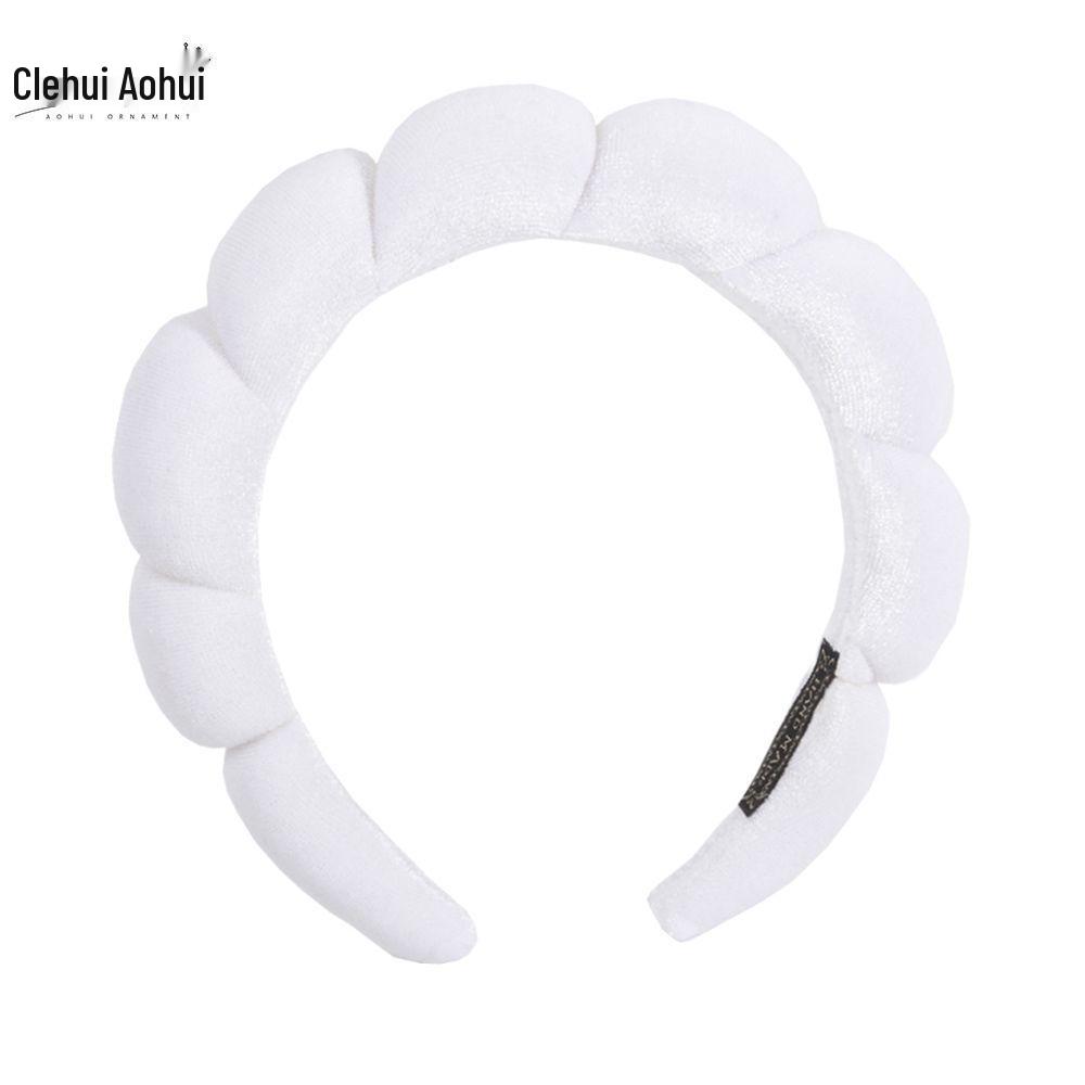Gold Velvet Spa Headband & Wristband Set for Face Washing & Makeup
