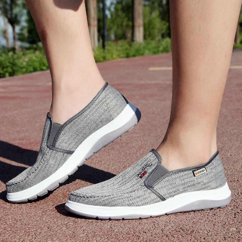 Old Beijing Cloth Shoes Men's Canvas Shoes Men's Autumn New One-pedal Shallow Mouth Dad Shoes Lazy Single Shoes