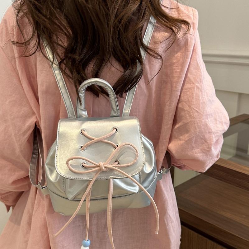 Ballet style bow backpack women's  new handheld small backpack going out shopping travel small schoolbag