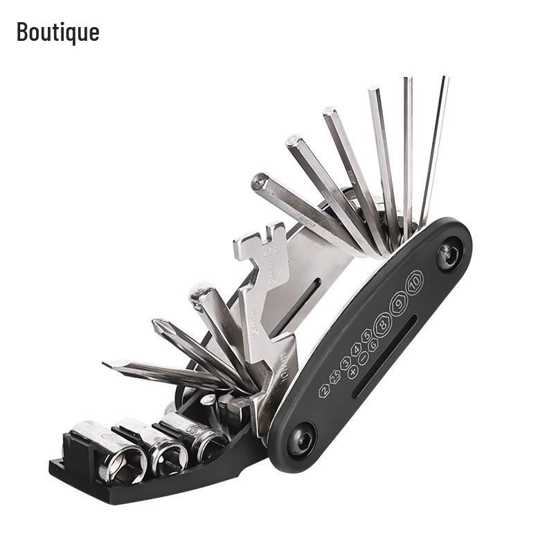 16-in-1 Folding Bicycle Repair Tool: Tire Patch, Wrench, and Socket Chrome-Plated Kit for Mountain Bikes