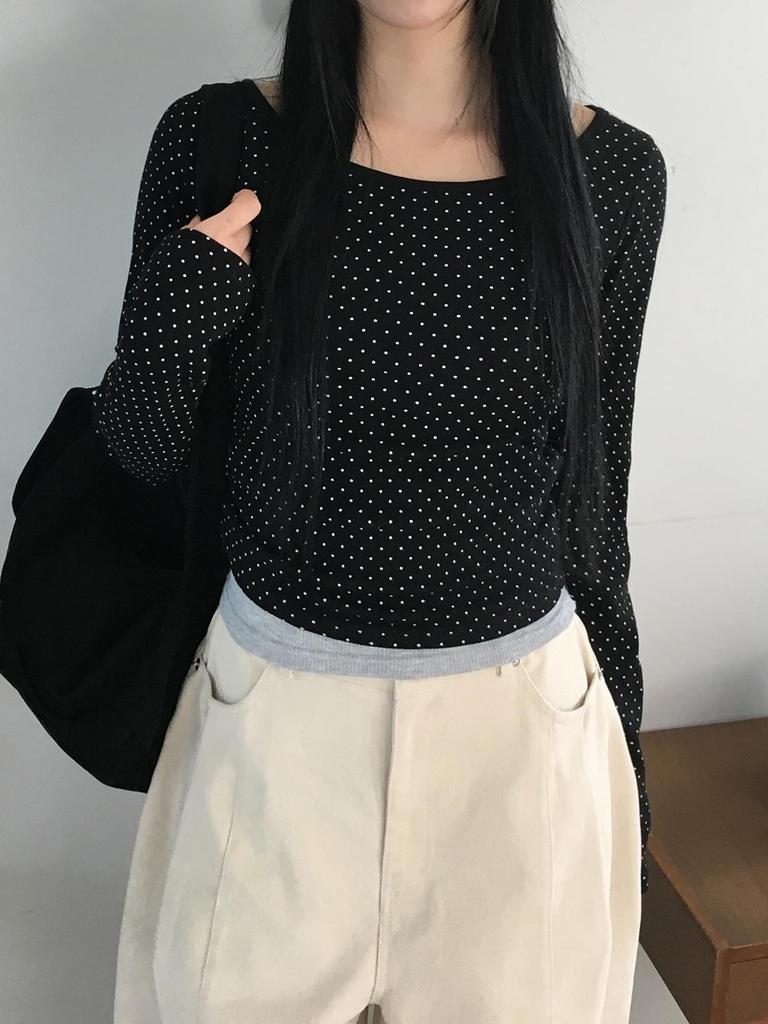 Di Yun Women's Casual Long Sleeve Base Shirt - European & American Style, 2025 Autumn/Winter Collection.