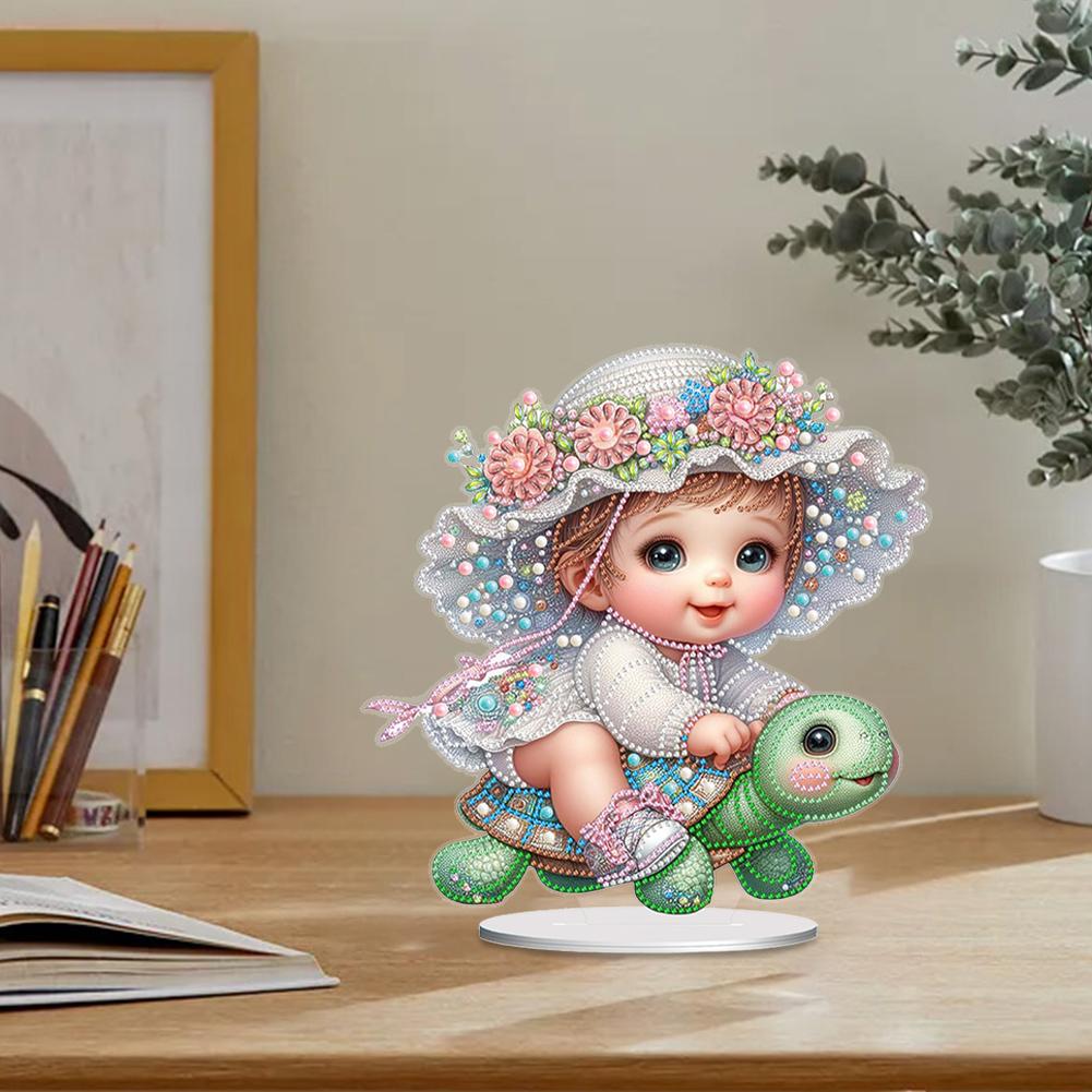 Acrylic 2D Flat DIY Diamond Painting Desktop Ornaments Kit Diamond Painting Desktop Decorations for Home Office Desktop Decor