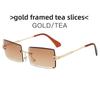 None Frame Square Sunglasses For Women Uv400 Fashion Travel With Gradient Pink Lenses