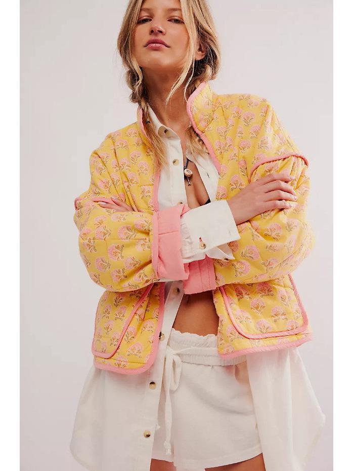 2024 Autumn/Winter Quilted Color Block Women's Cotton Jacket