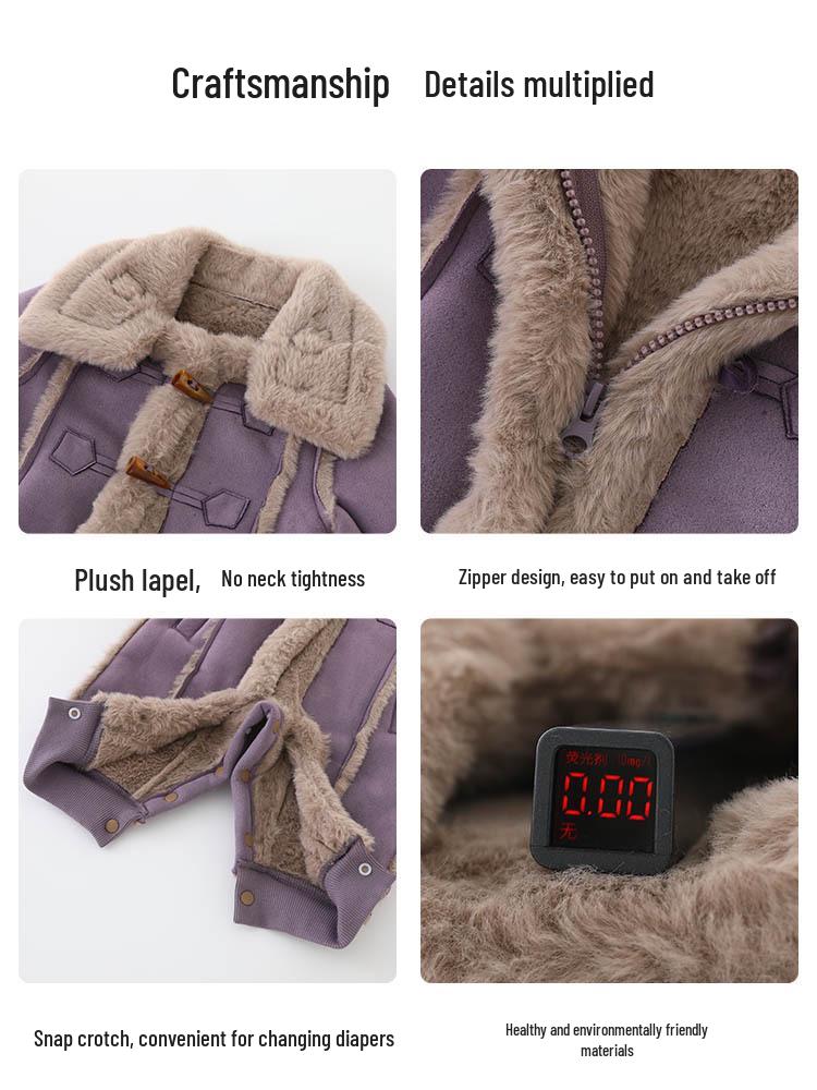 DUUDUU Winter Cotton Rompers for Newborns & Infants, Fleece-Lined, Class A, Thick Jumpsuits