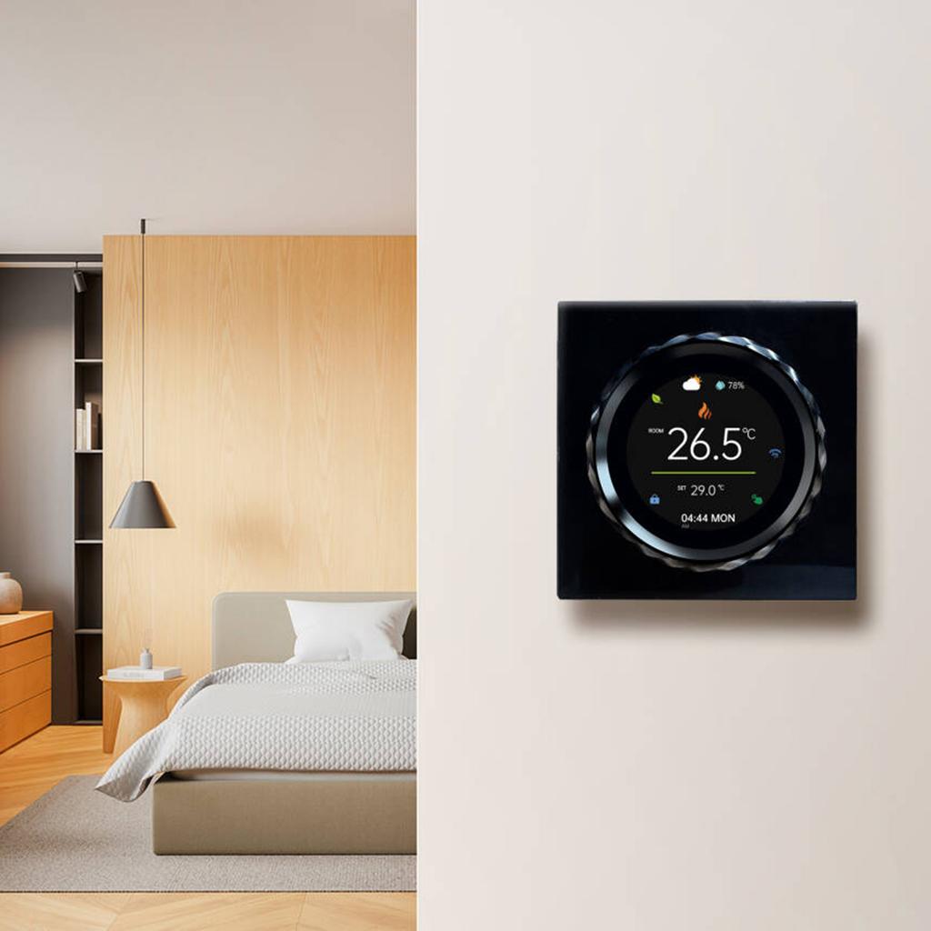 Smart WiFi Thermostat for Electric Heating, 16A Programmable Digital Temperature Controller with 1.6 Screen, DayCelsiusWeekCelsiusRoom TemperatureCel