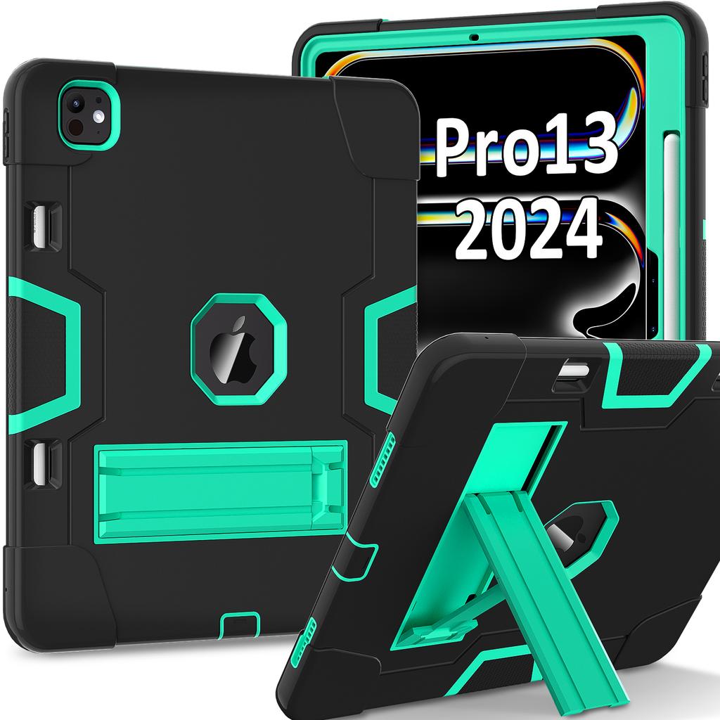 For iPad Pro 13 (2025)/13 (2024) Case Robot Style Silicone + PC Tablet Cover with Kickstand