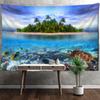 Island Landscape Painting Tapestry Wall Hanging Turtle Fish Aesthetic Room Bohemian Nature Art Mystery Home Decor
