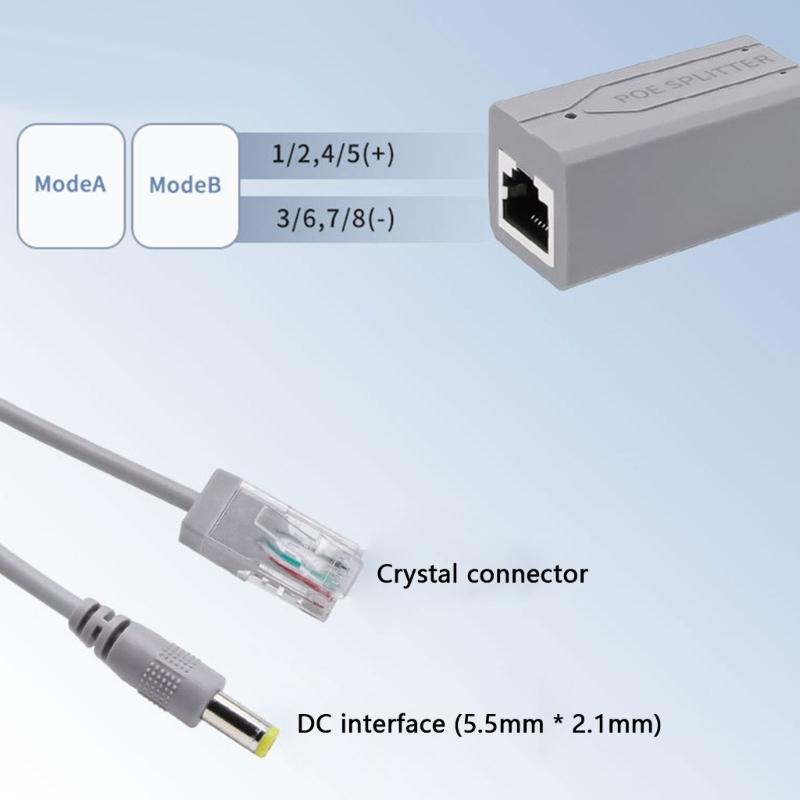Compact 48V To 12V POE Converter High Efficiency 48V To 12V POE Adapter for Stable Power Supply To Cameras & Routers