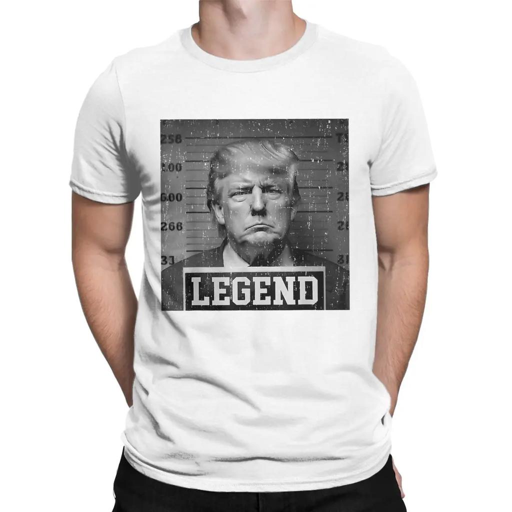 Lustige Trump 2024 Fahndungsfoto Präsident Legende T-Shirts Herren Rundhals Baumwolle T-Shirt Donald Kurzarm T-Shirt Bedruckte Oberteile