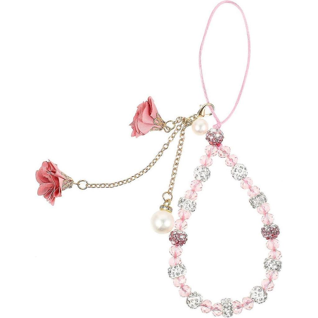 Laccetti per Cellulare Creativi Fiore di Cristallo Ciondolo Fascino Antiscivolo Cordino per Telefono Portachiavi Tascabile Carino Cinturino rosa