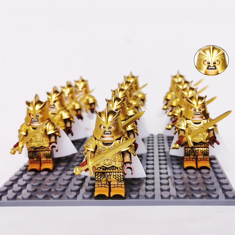 13 Pcs Demon World Noldor Elf Soldier Minifigures, Building Blocks Army Set with Spear Crossbow Axe, Educational Bricks Kid Toys