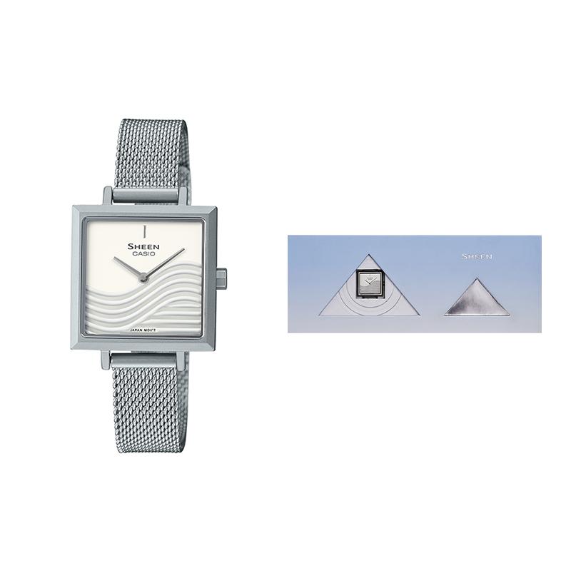 

Casio SHEEN Japanese cultural gift box dry landscape series 3D relief dial simple waterproof quartz movement Japanese and Korean SHE-C121M-7AUPFKD белый