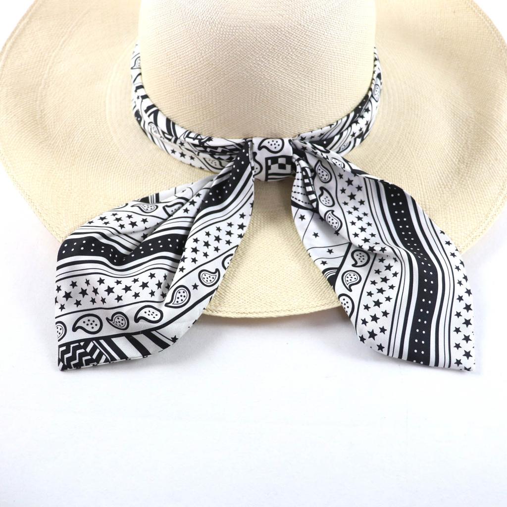 Great HERMES hat Ingrid Zigzag Panama hat with ribbon Straw Women 58 Used