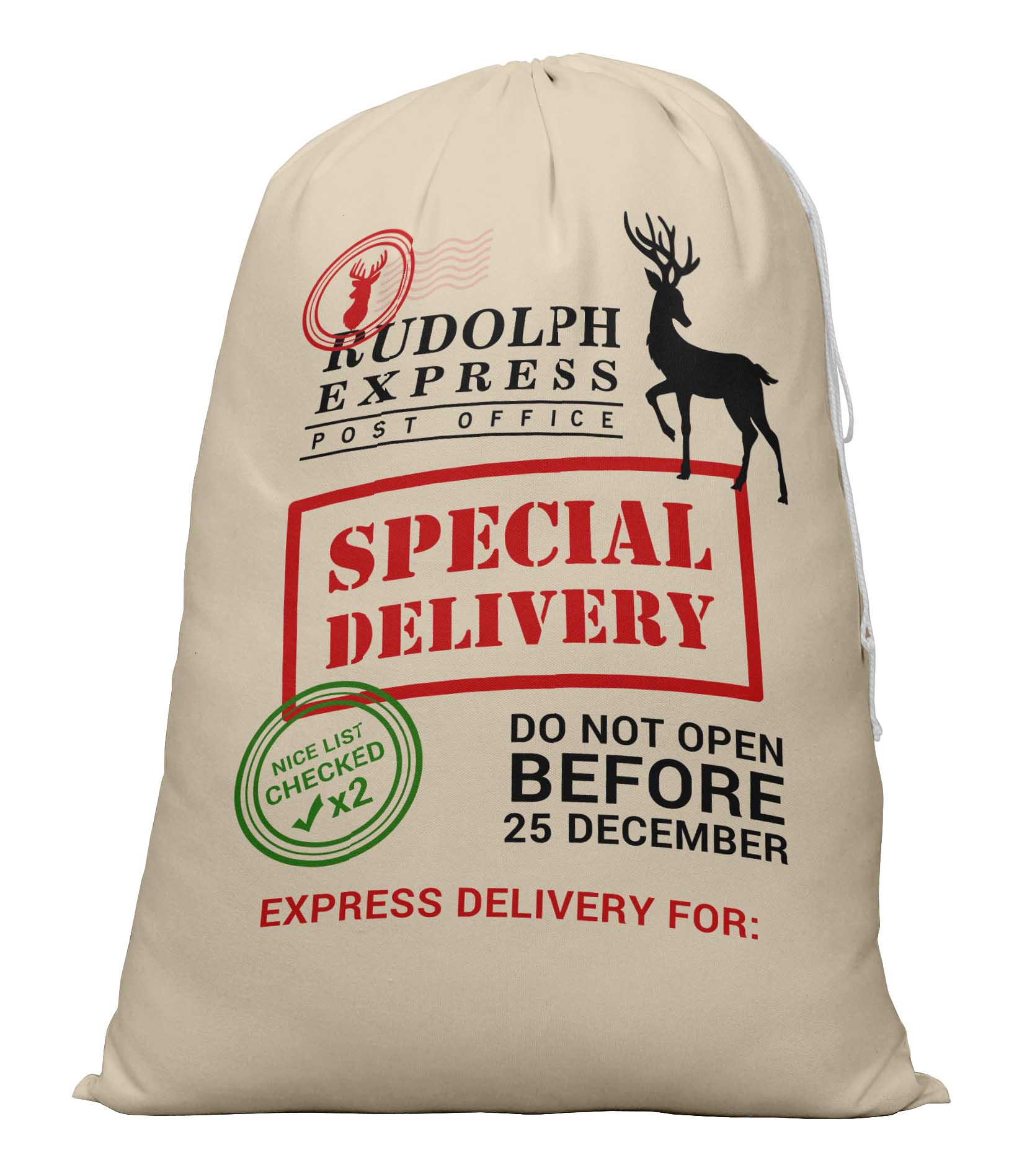 

Printtoo 2 шт. Подарунковий мішок Санта для дітей Різдвяний мішок Різдвяний мішок Персоналізовані сумки Великий 27x20 дюймів 27 x 20 Inches бежевий