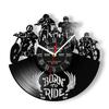 Motorcycle Riding Art Vinyl Record Wall Clock Customizable Name Motorcycle Rider Home Decoration Men's Cave Garage Wall Watch